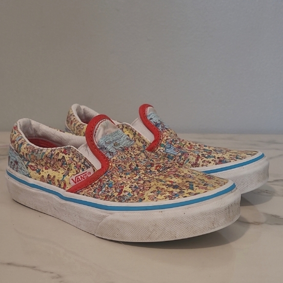 Vans Where's Waldo Kids 13 Multicolor Character Slip-On Skateboard Sneakers - Picture 1 of 10